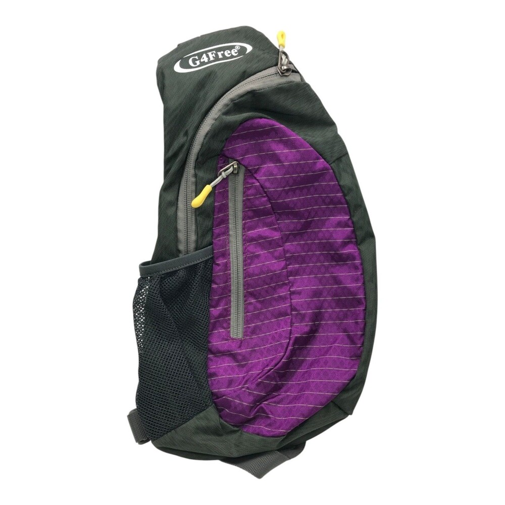G4Free D08V202104 Sling Backpack Hiking Travel Green Purple Bottle Pocket Unisex